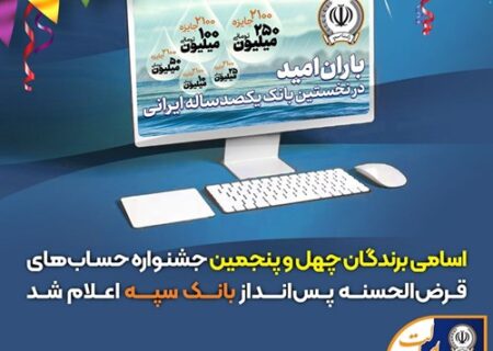 اسامی برندگان چهل و پنجمین جشنواره حساب‌های قرض‌الحسنه پس‌انداز بانک سپه اعلام شد