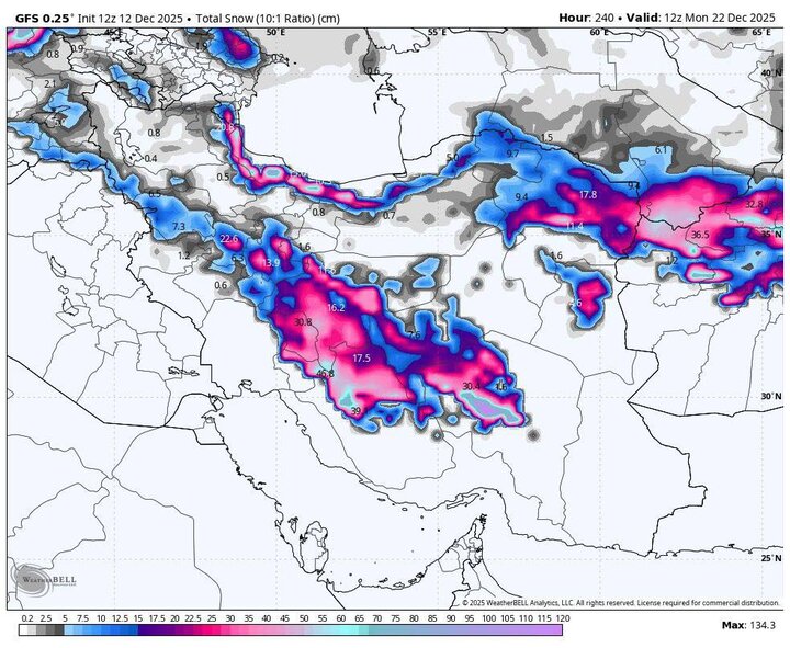 سامانه بارشی تازه از سه‌شنبه وارد می‌شود؛ برف و کولاک در ۲۲ استان
